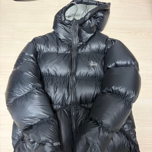 L]스투시 다운 파카 마이크로 립스탑 팬텀 블랙
