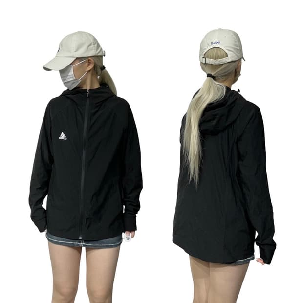 아디다스 블랙 후드 바람막이 등산복 트랙 자켓 L
