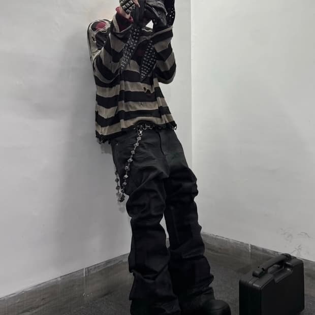 Layered Grunge Stripe Long Sleeve