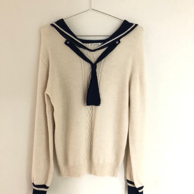 엑시즈팜 빈티지 모리걸 너드앤틱 니트 코코모리 라떼갸루 로걀 교복