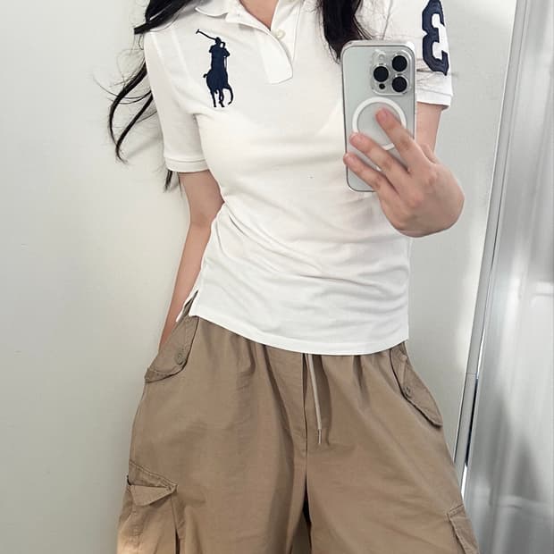 폴로 랄프로렌 화이트/네이비 빅포니 카라티