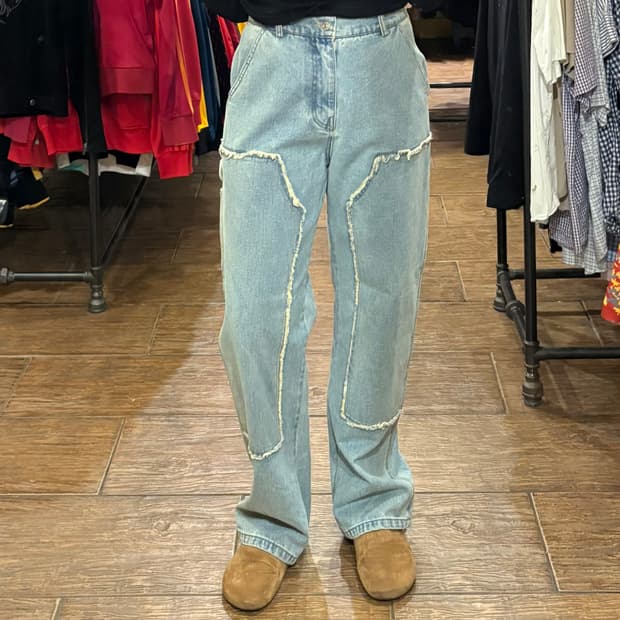 [HI] VTG 컷팅 디테일 데님팬츠 연청