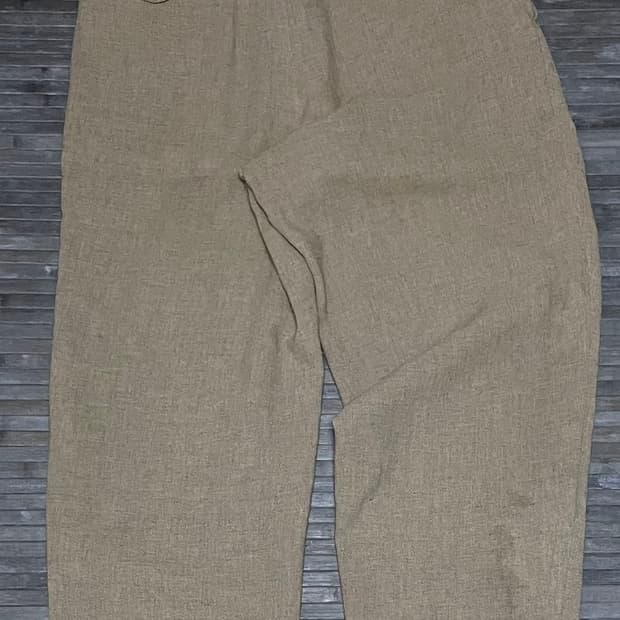 Beige wide wool slacks