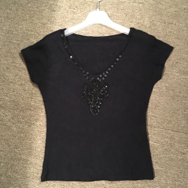 Beaded Cap Sleeve Top