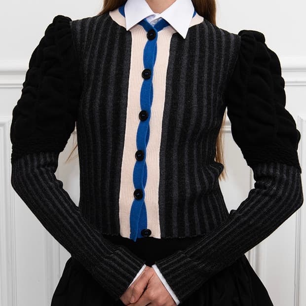 [M]파울라 카노바스 델 바스 25fw 리브 퍼프 가디건