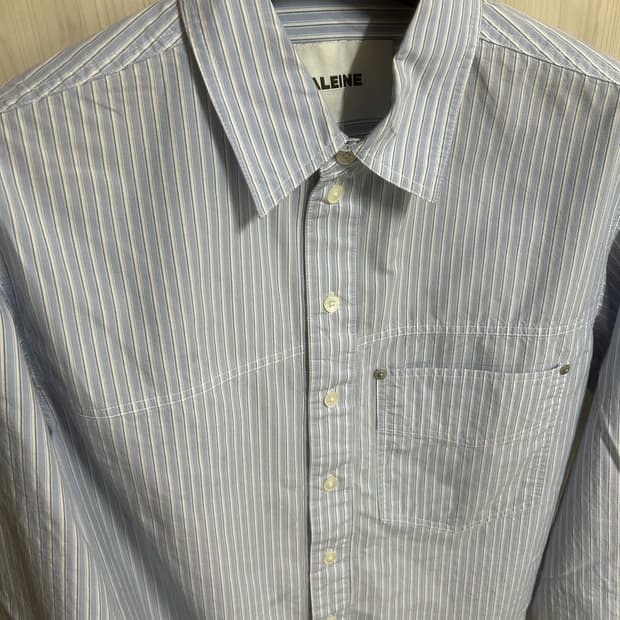 알렌느 cut off cropped stripe shirt blue (2