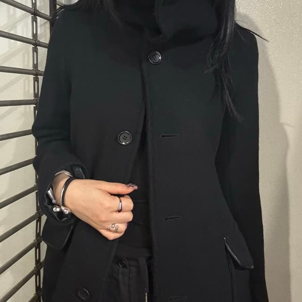 Asymmetric High-Neck Button Coat