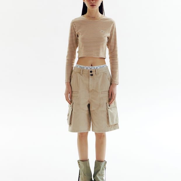 웨스턴 카우걸 카펜터 데님 카고 버뮤다 워크팬츠 반바지 쇼츠 베이지 샌드