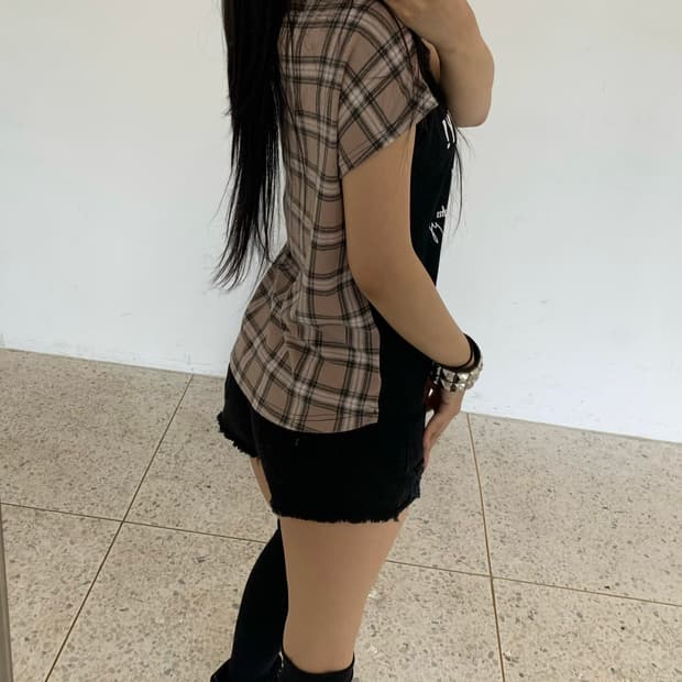 Plaid Layered Graphic Tee
