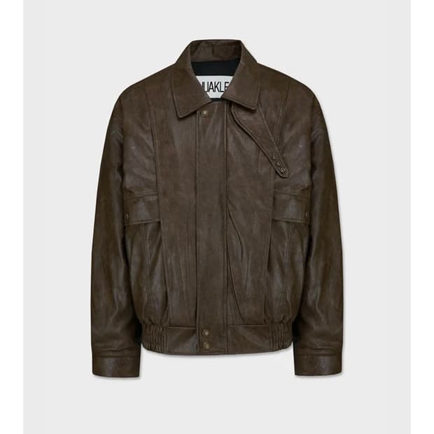 [새상품, 2] 누아클레 빈티지 크랙 레더 블루종 라이더 자켓