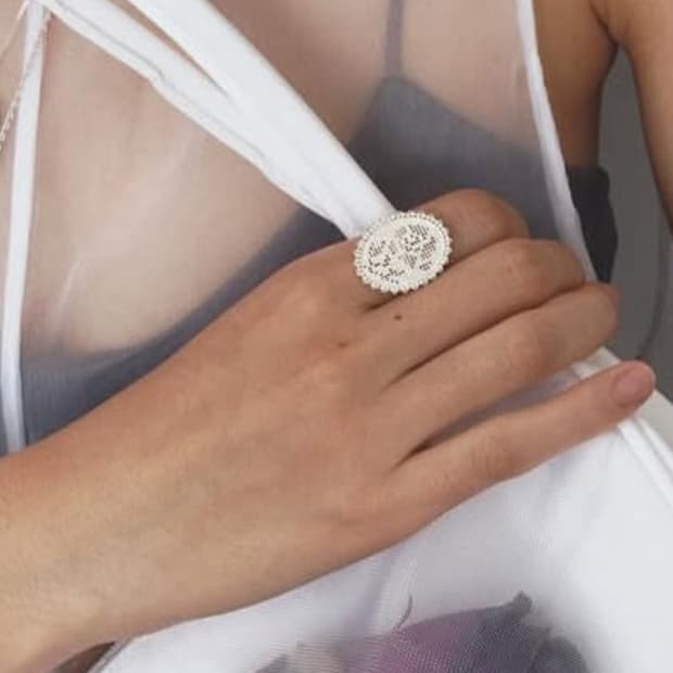 필로우 fillow 장미 실버 반지 레이스 반지 