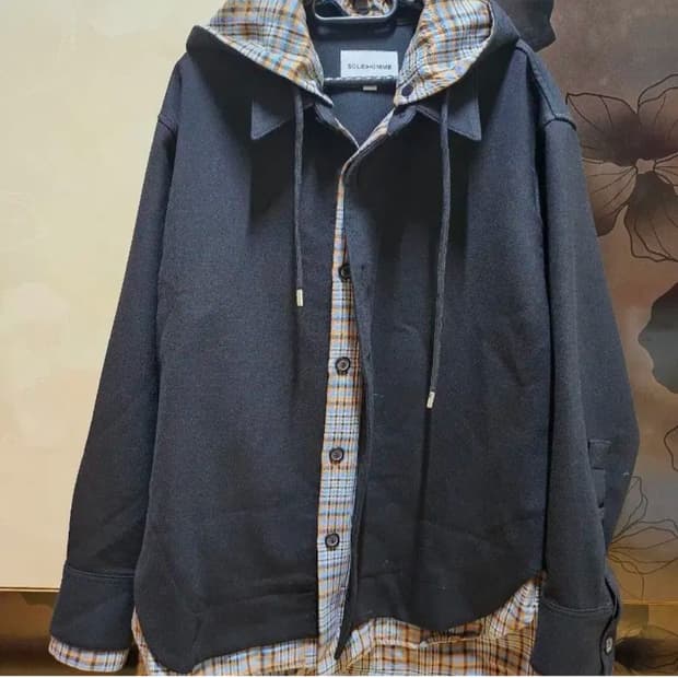 솔리드옴므 셔츠 레이어드 후드자켓