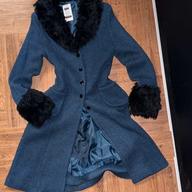 빈티지 퍼 트리밍 코트