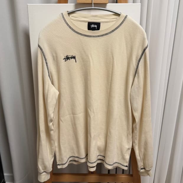 스투시 와플 롱 슬리브 크림색 M