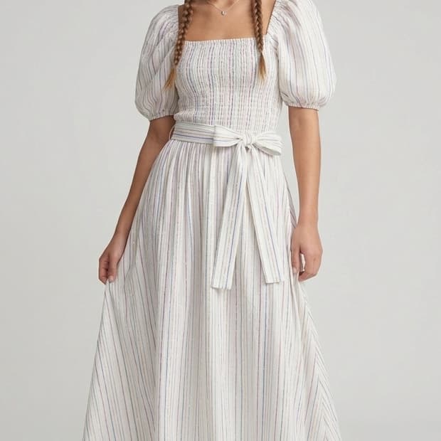 앤아더스토리즈 스모그 밴딩 벌룬 원피스
