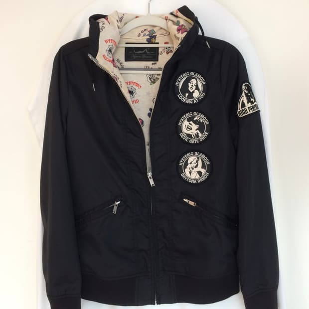 히스테릭 글래머 히스걸 와펜 포인트 안감도 초카와이 후드 블루종 점퍼