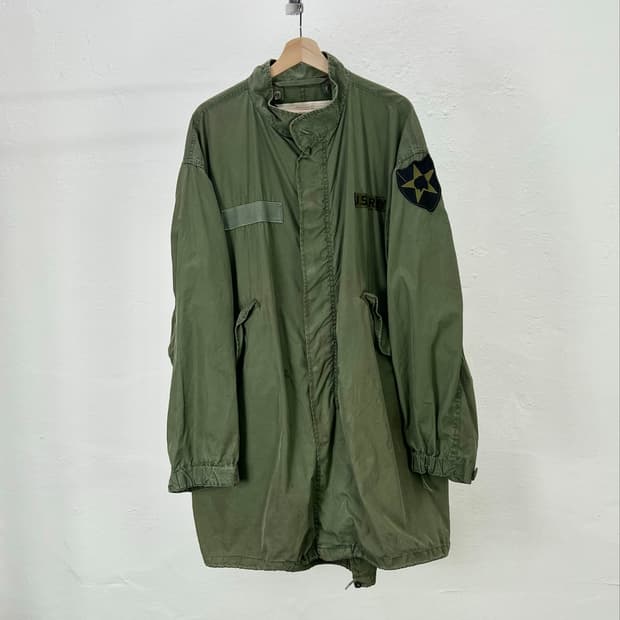 US ARMY 카키 패치워크 m65 피쉬테일 롱 파카 자켓