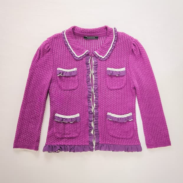 바이올렛 돌리 러플 가디건