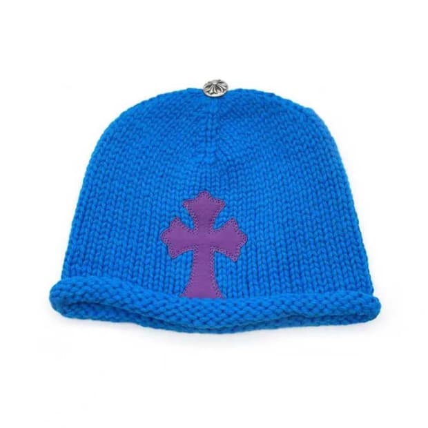 (새상품) 크롬하츠 캐시미어 퍼플 세메터리 크로스패치 비니