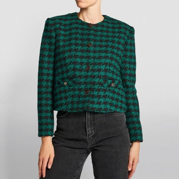 산드로 SANDRO 체크 텍스처 크롭 자켓 38사이즈