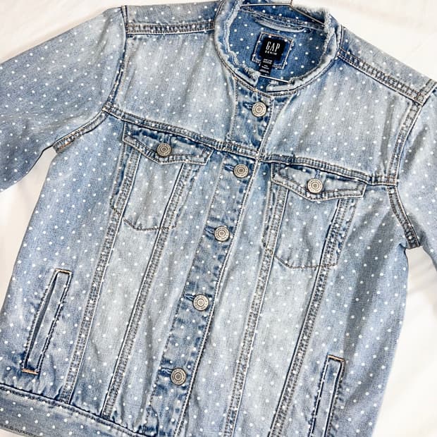 [90사이즈] 귀여운 도트 GAP 연청자켓 하구미룩 모리걸 빈티지 땡땡이