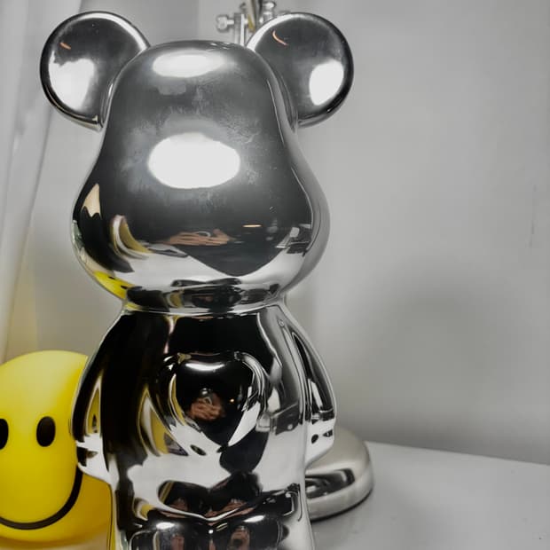 리틀보트 하트 베어브릭 세라믹 장식 저금통 실버