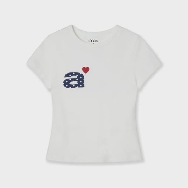 aeae DOT SMALL LETTER TEE WHITE 도트 반팔