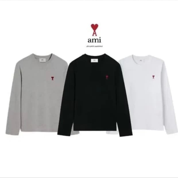  🔥[새상품/정품]🔥 아미 롱 슬리브 스몰로고 블랙,그레이,화이트