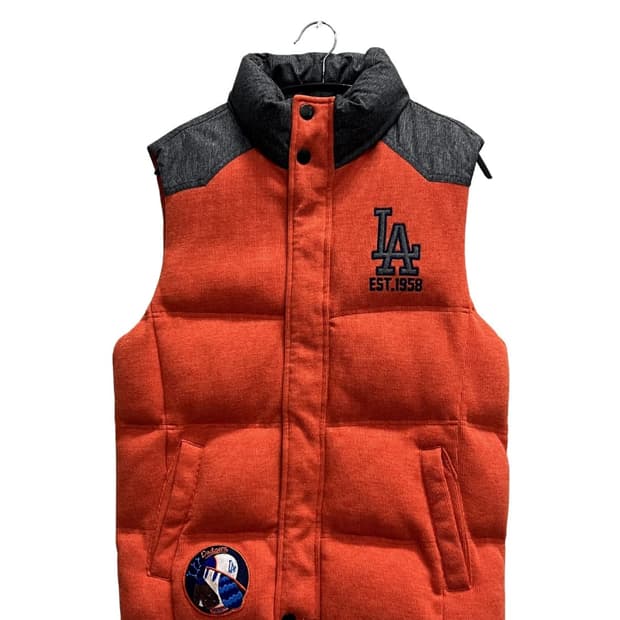 (95) MLB LA다저스 니트 조끼 솜 패딩 자켓 오렌지