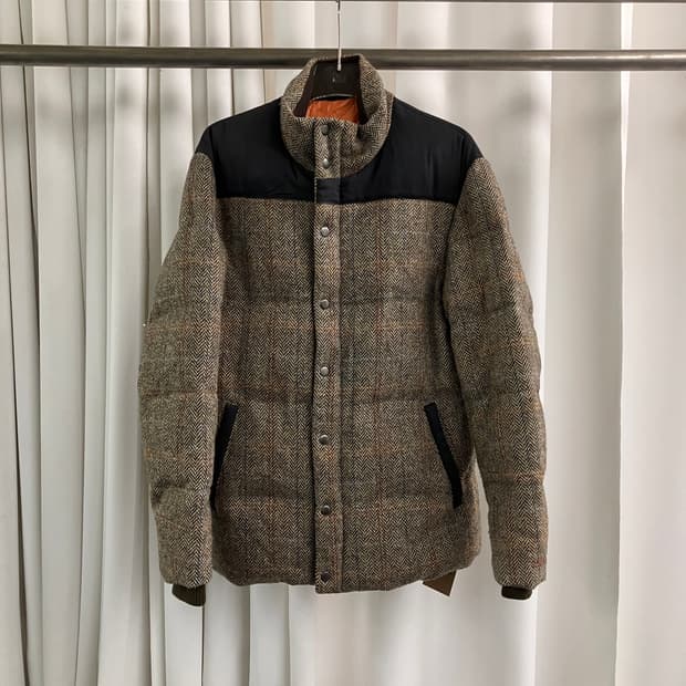 VTG 빈티지 헤링본 해리스 트위드 패딩 점퍼 M
