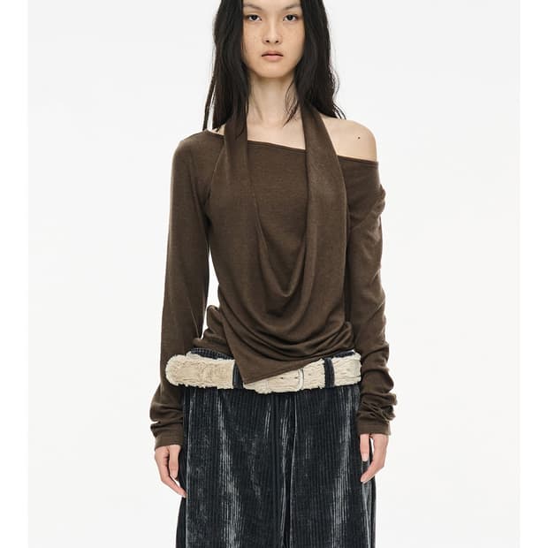 세릭 레이어드 홀터탑 브라운