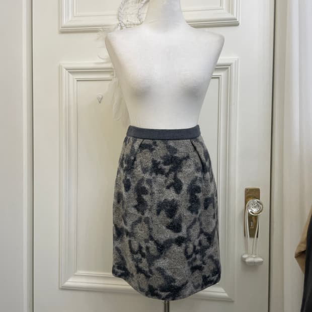 camo wool banding midi skirt(size-38)