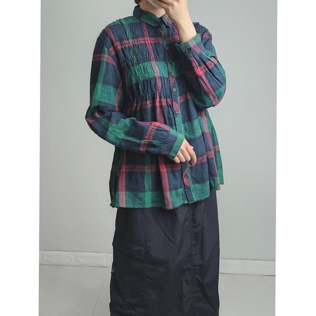 체크 밴딩 블라우스