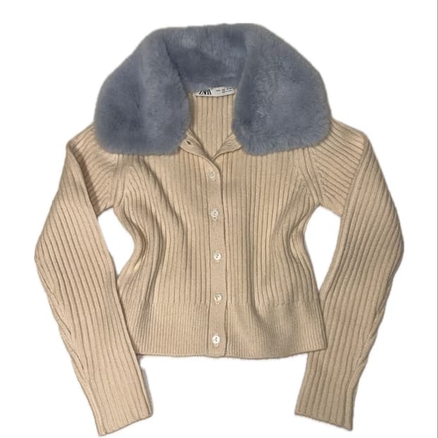 자라 퍼 니트 가디건