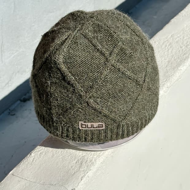 [F] 빈티지 케이블 짜임 카키 비니 모자 Canada