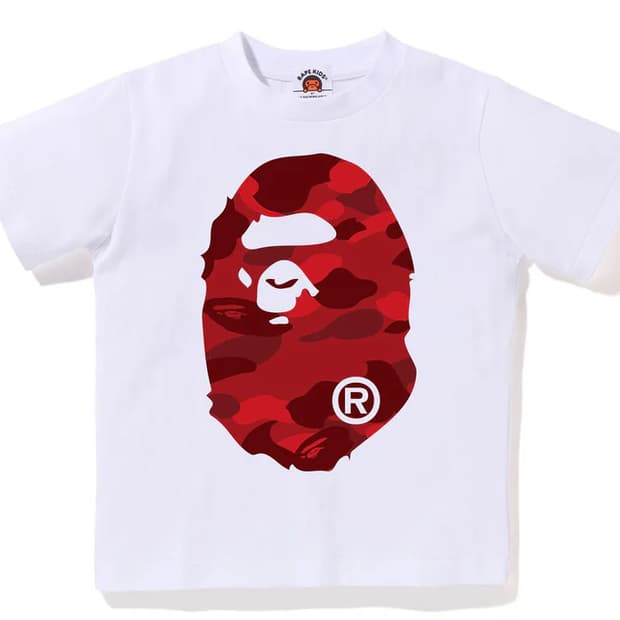 [160] 베이프 레드카모 빅사루 반팔티 화이트 키즈