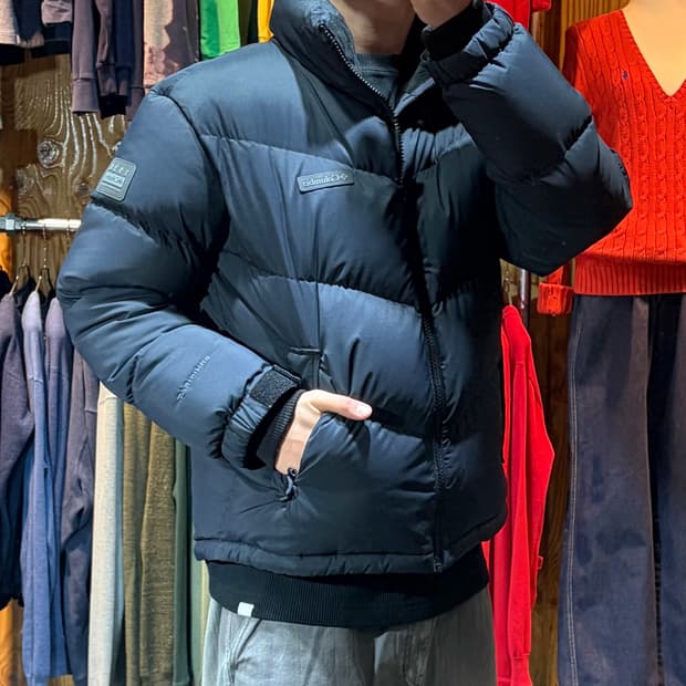 M 콜롬비아 OMNI-HEAT 박스로고 블랙 숏패딩