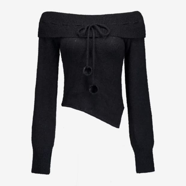 포어링 코튼 캔디 오프숄더 니트