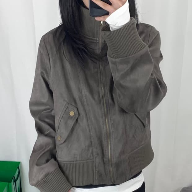 빈티지 하이넥 스웨이드 자켓