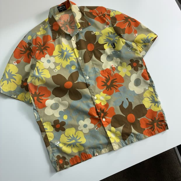 Stussy  스투시 00,s 오픈카라 하와이안 반팔셔츠 