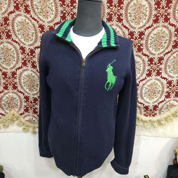  폴로 랄프로렌 빅포니 코튼 니트 집업자켓

