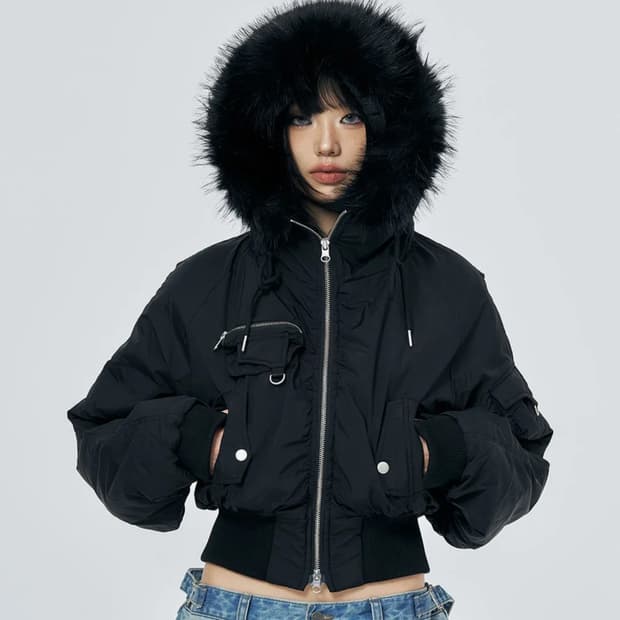 스키즘인듀싱 후드 퍼 자켓