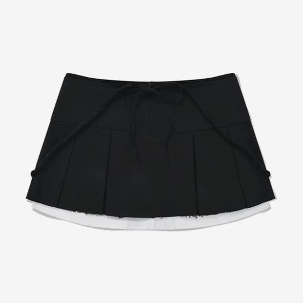 키르시 로우 웨스트 플리츠 스커트 블랙