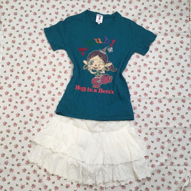 jpn vintage bluegreen akubi t shirt