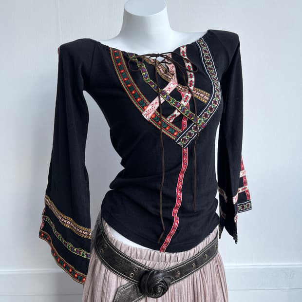 Thinktime 에스닉 긴팔 탑