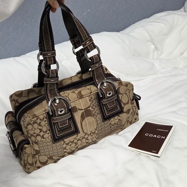 빈티지 코치 볼링백 토트백