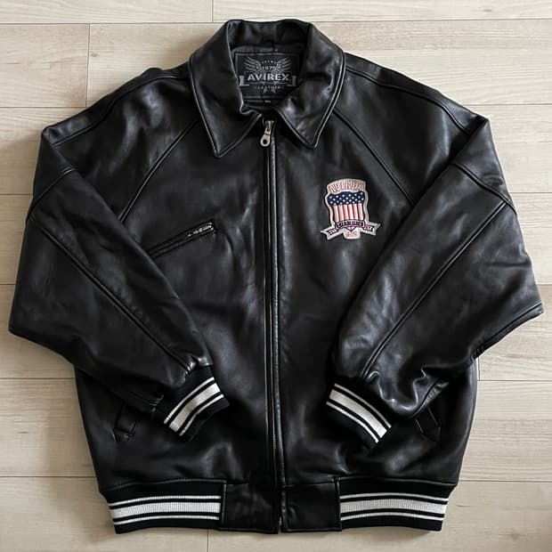 [XXL] 아비렉스 AVIREX 아이콘 레더 자켓 가죽 자켓 블랙