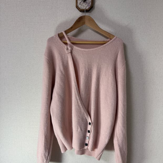 코사지 니트 핑크 