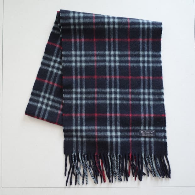 [정품] 버버리 캐시미어 머플러 네이비 체크