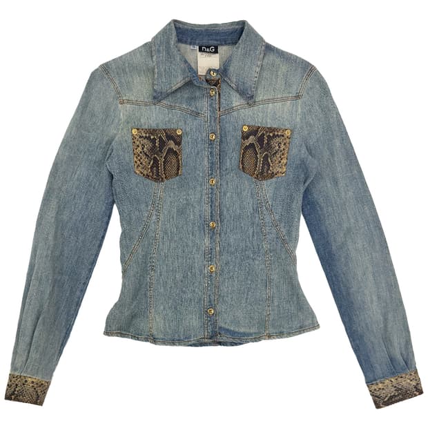 D&G Denim Shirt Python Trim/ 40